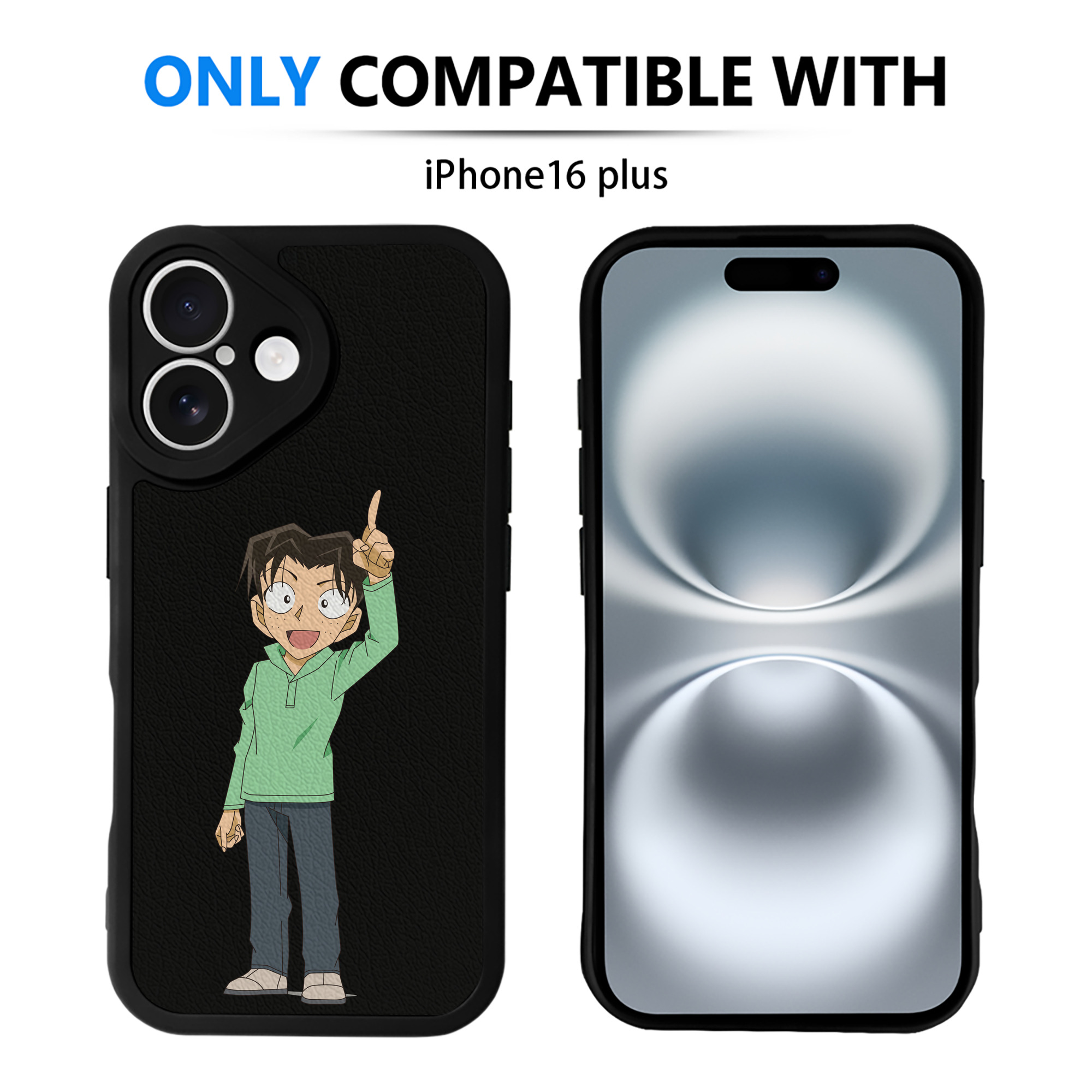 （画像用） 名探偵コナン 円谷 光彦 つぶらや みつひこ Detective Conan Mitch Tennyson 【iPhone 16シリーズ対応】シリコンスマホケース（レザー調） 材質：シリコン